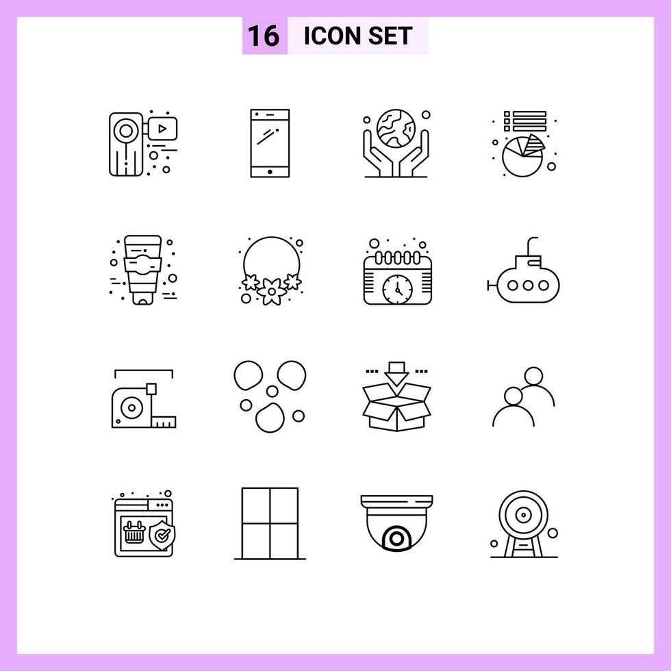 conjunto de 16 pacotes de esboços comerciais para gráfico de estatísticas proteção android elementos de design de vetores editáveis de mão humana