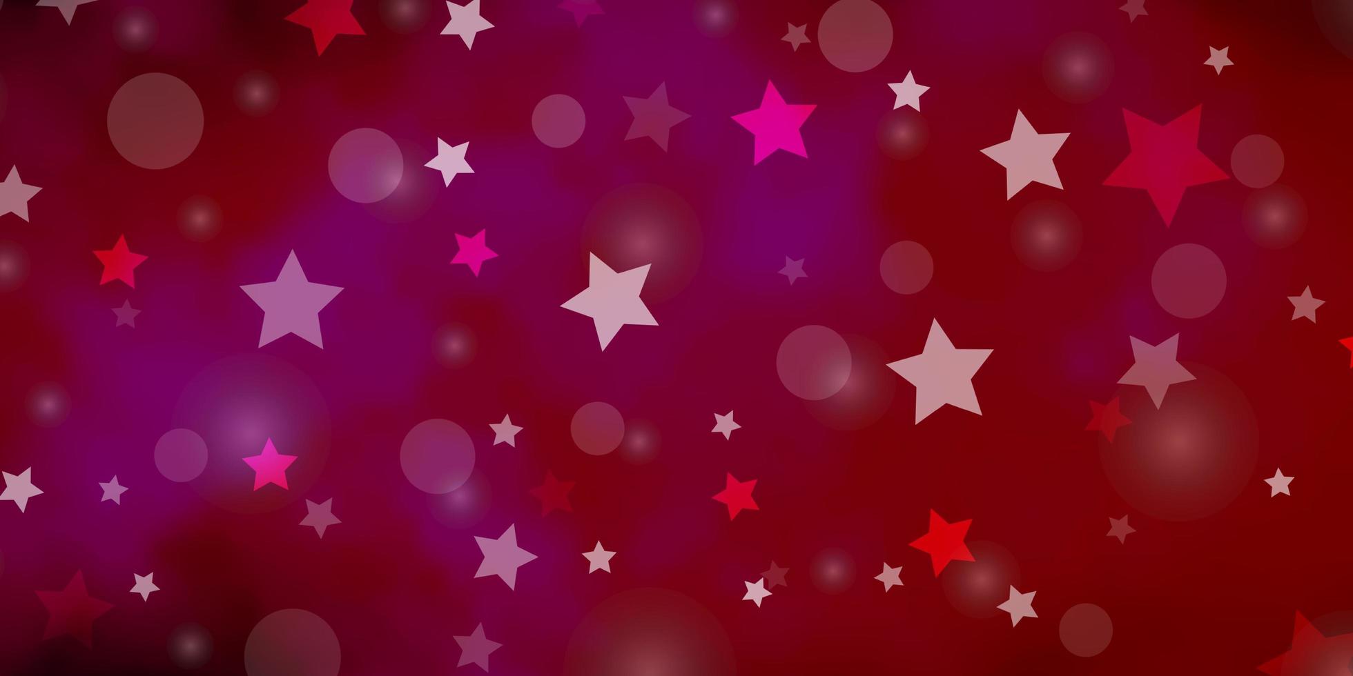 textura leve rosa vector com círculos, estrelas.