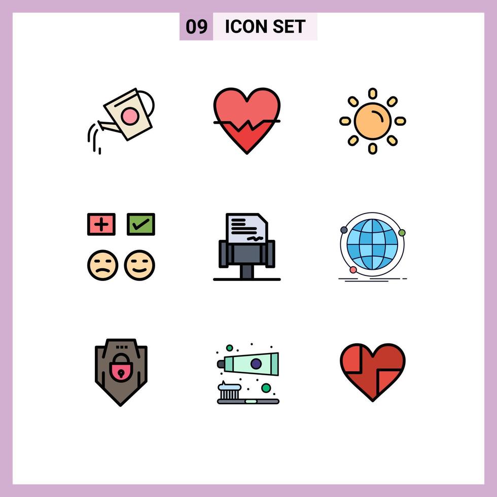 9 ícones criativos sinais e símbolos modernos de adicionar elementos de design de vetores editáveis de brilho feliz de pele triste