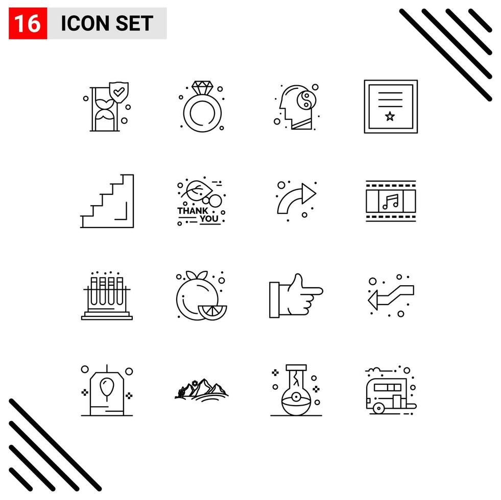 grupo de 16 contornos de sinais e símbolos para emblemas de postagem de equilíbrio de fita de piso elementos de design de vetores editáveis