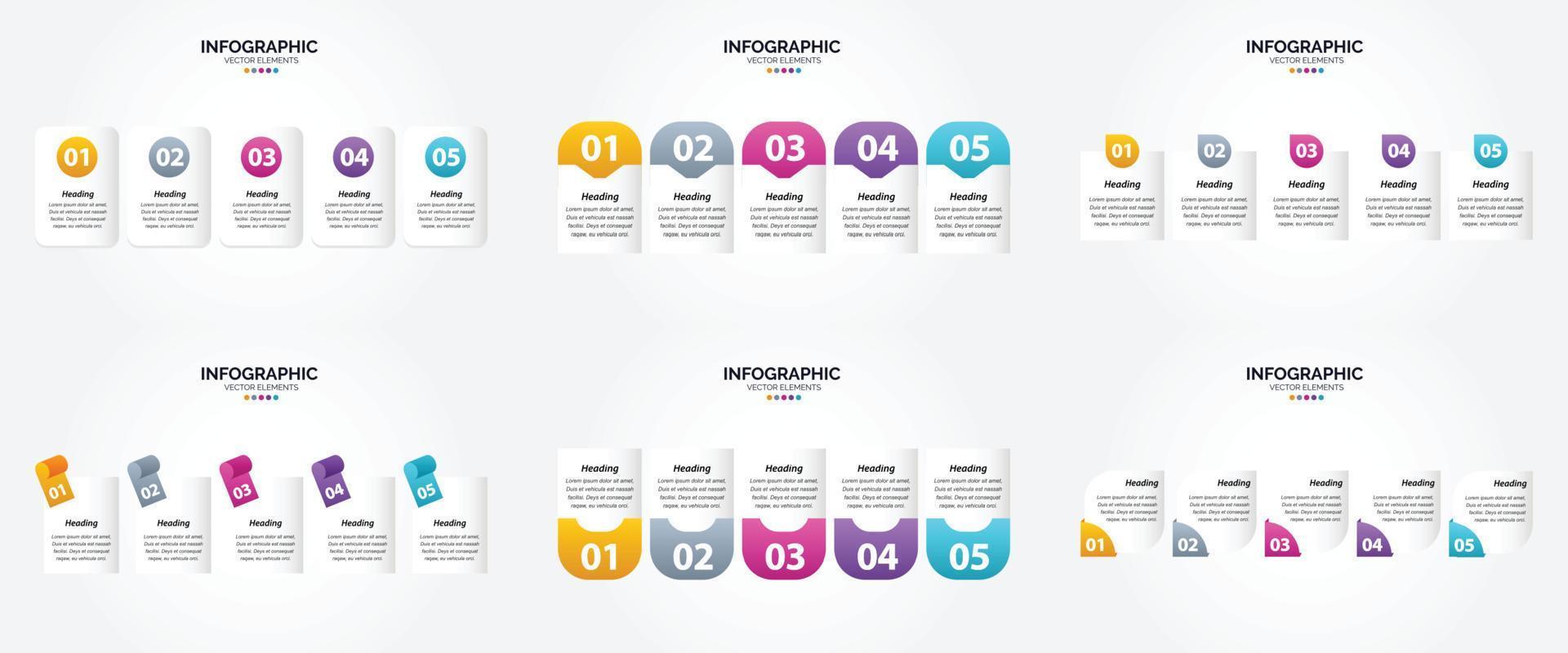 conjunto de design plano de infográficos de ilustração vetorial para folheto publicitário e revista vetor