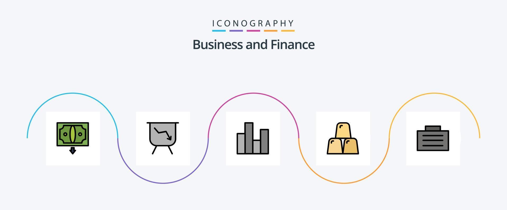 linha de finanças cheia de pacote de ícones de 5 planos, incluindo finanças. ouro. o negócio. finança. bares vetor