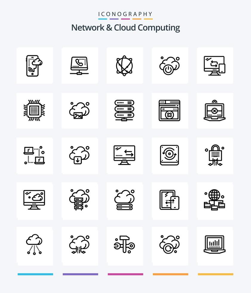 rede criativa e pacote de ícones de esboço de computação em nuvem 25, como celular. tecnologia. Informática. potência. mundo vetor