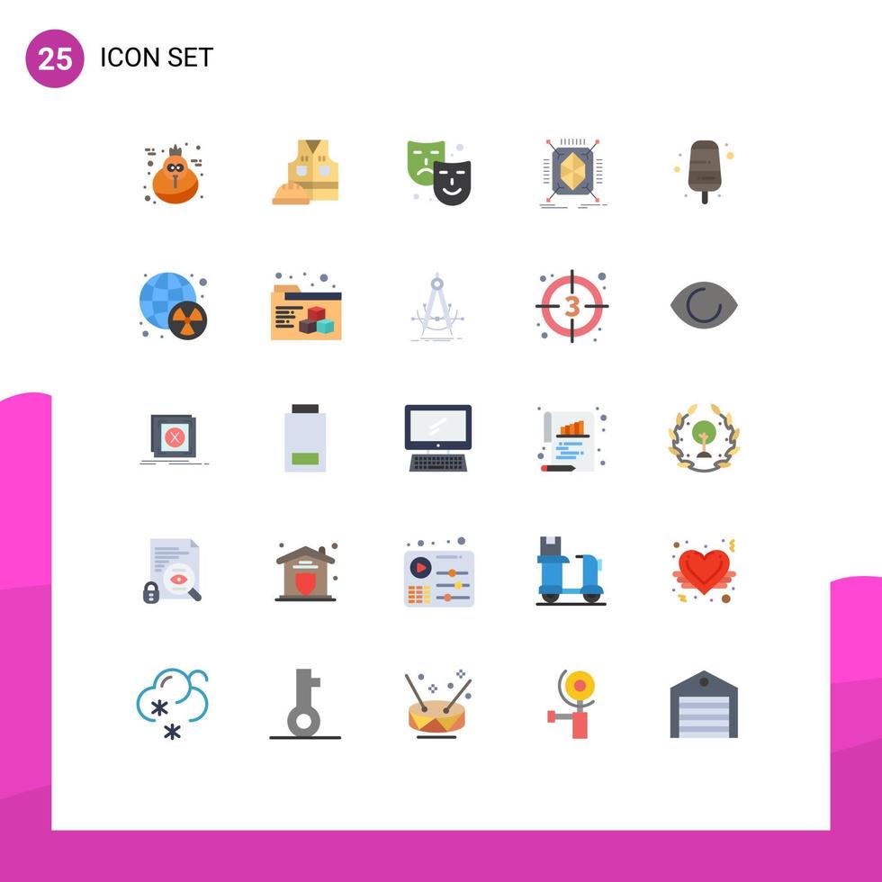 conjunto de 25 sinais de símbolos de ícones de interface do usuário modernos para estrutura de arte de sorvete prototipagem elementos de design de vetores editáveis