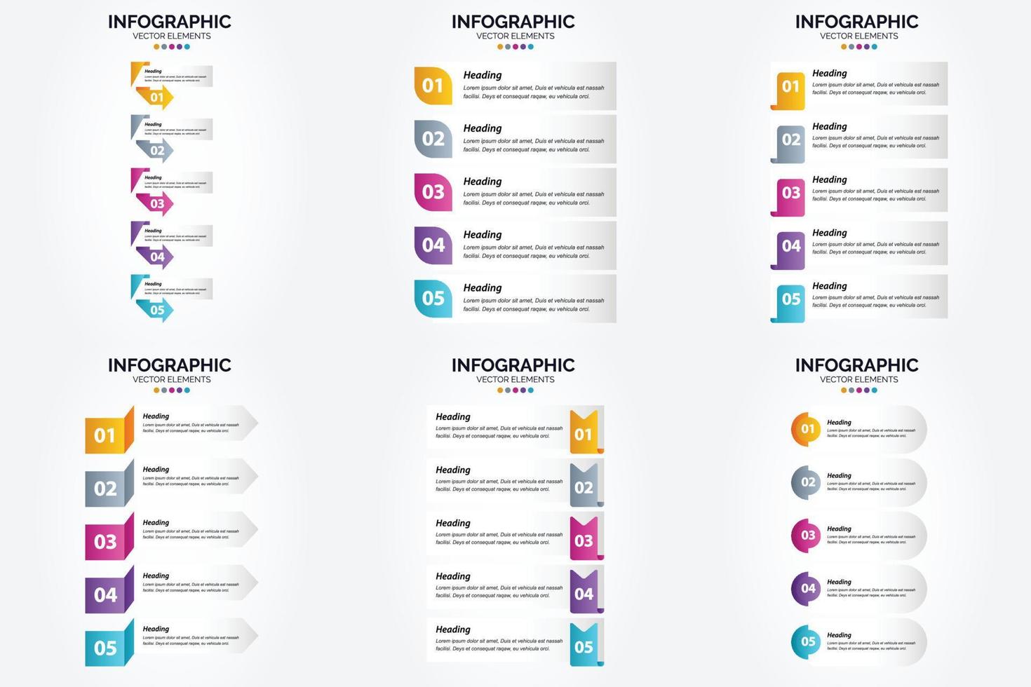 conjunto de design plano de infográficos de ilustração vetorial para folheto publicitário e revista vetor