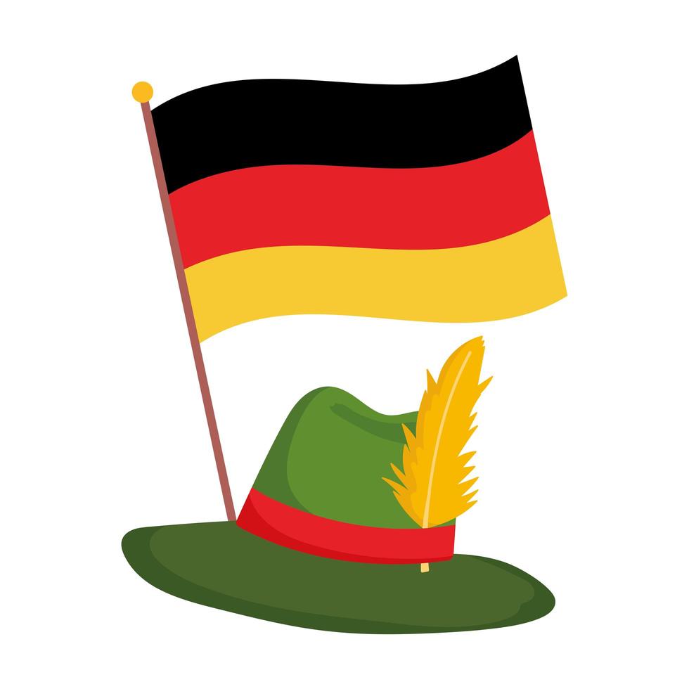 festival oktoberfest, chapéu verde com bandeira, celebração tradicional alemã vetor