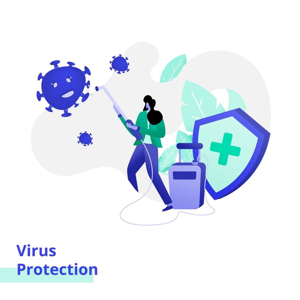 ilustração da página de destino para proteção contra vírus vetor
