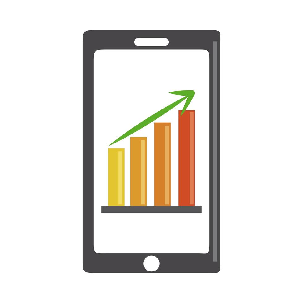 análise de dados, estratégia de negócios de gráfico digital para smartphone e ícone plano de investimento vetor