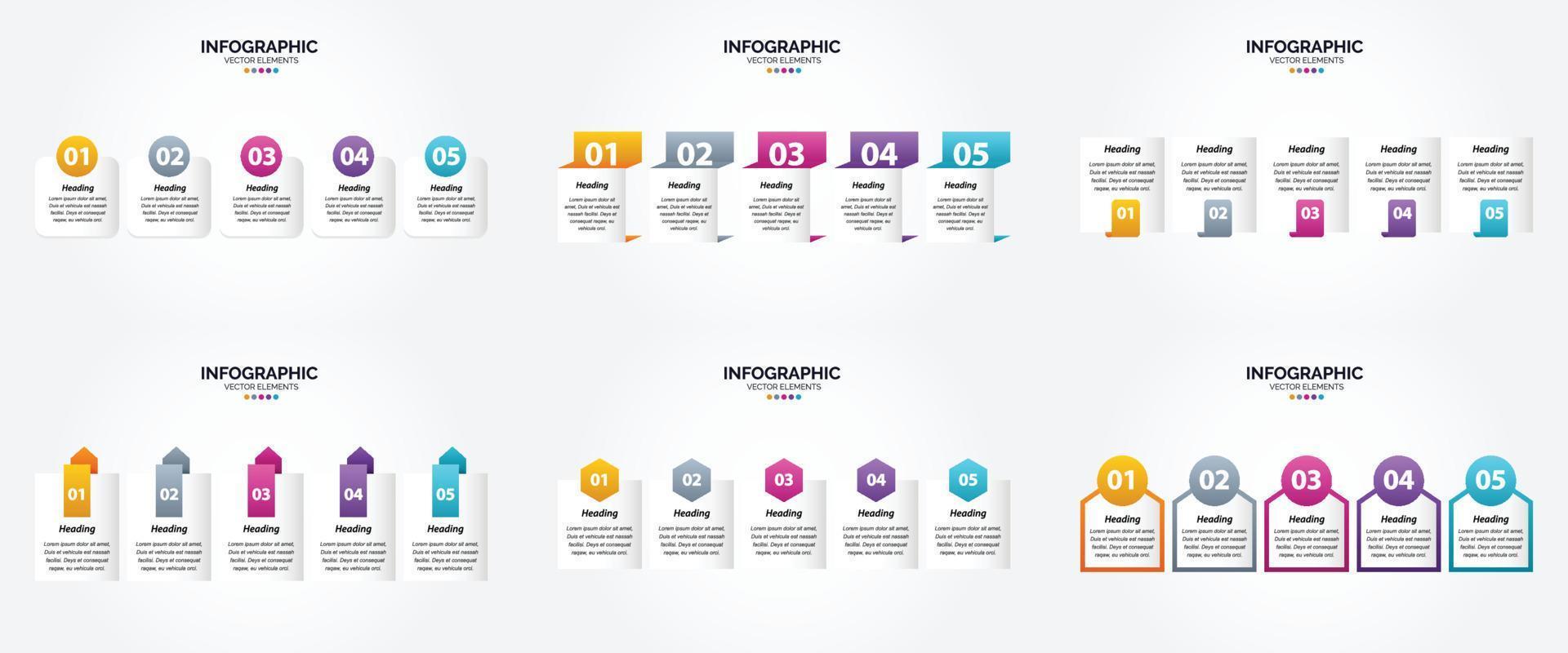 conjunto de design plano de infográficos de ilustração vetorial para folheto publicitário e revista vetor