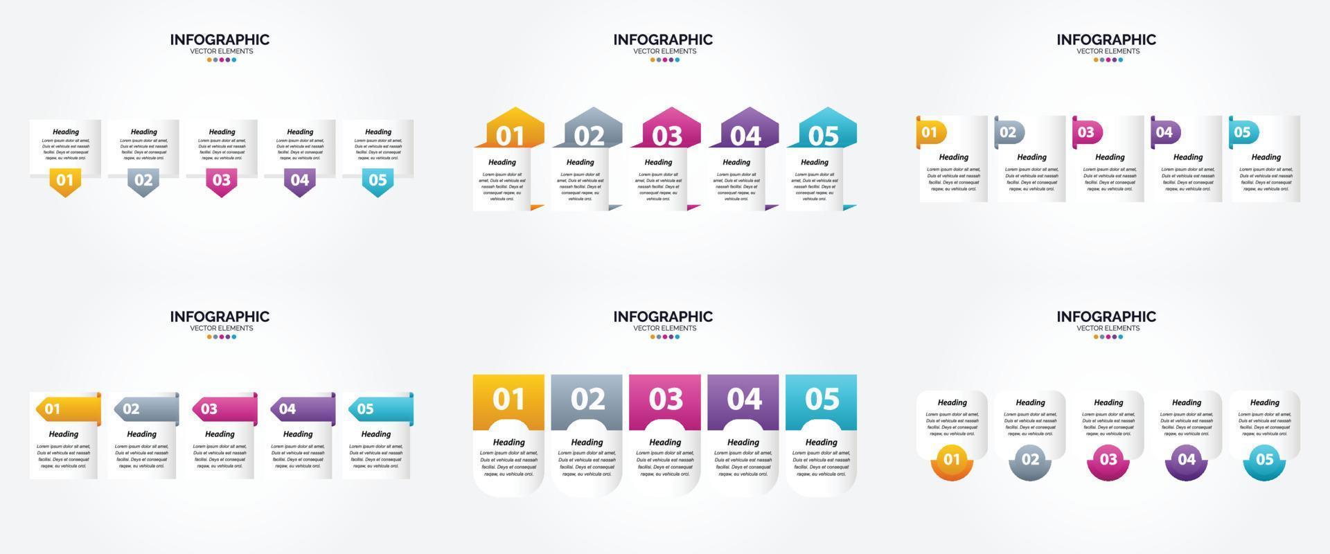 conjunto de design plano de infográficos de ilustração vetorial para folheto publicitário e revista vetor