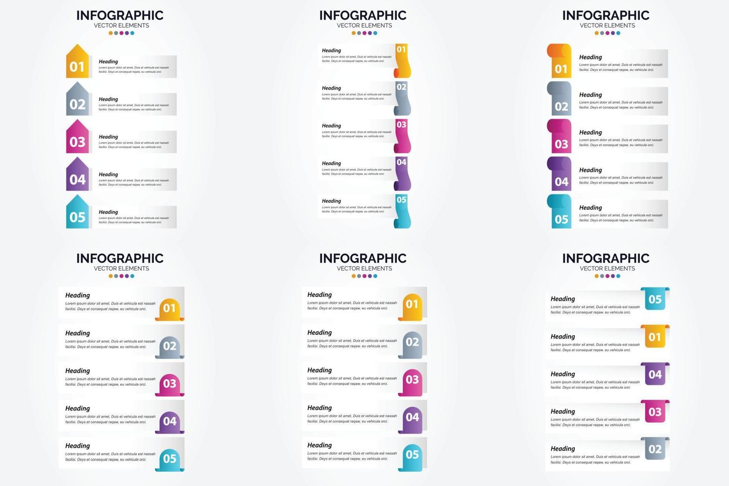 conjunto de design plano de infográficos de ilustração vetorial para folheto publicitário e revista vetor