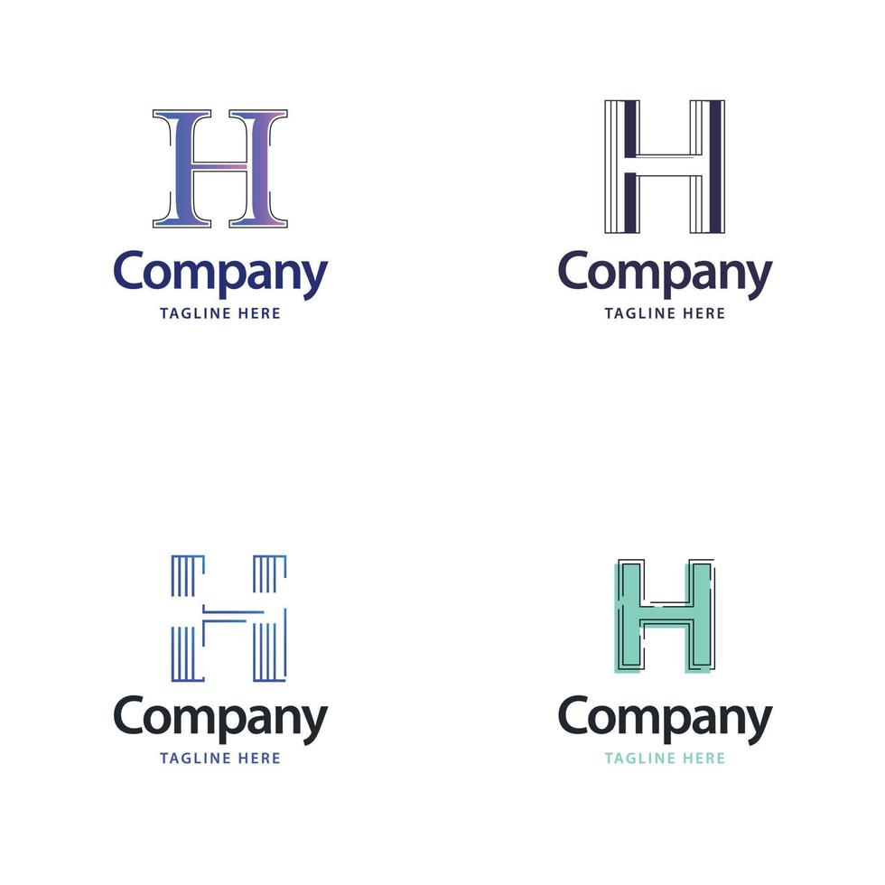 letra h design de pacote de logotipo grande design criativo de logotipos modernos para o seu negócio vetor