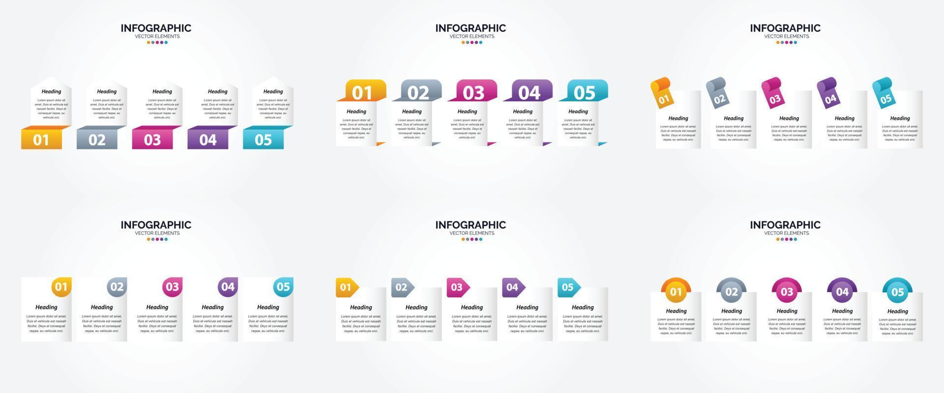 conjunto de design plano de infográficos de ilustração vetorial para folheto publicitário e revista vetor