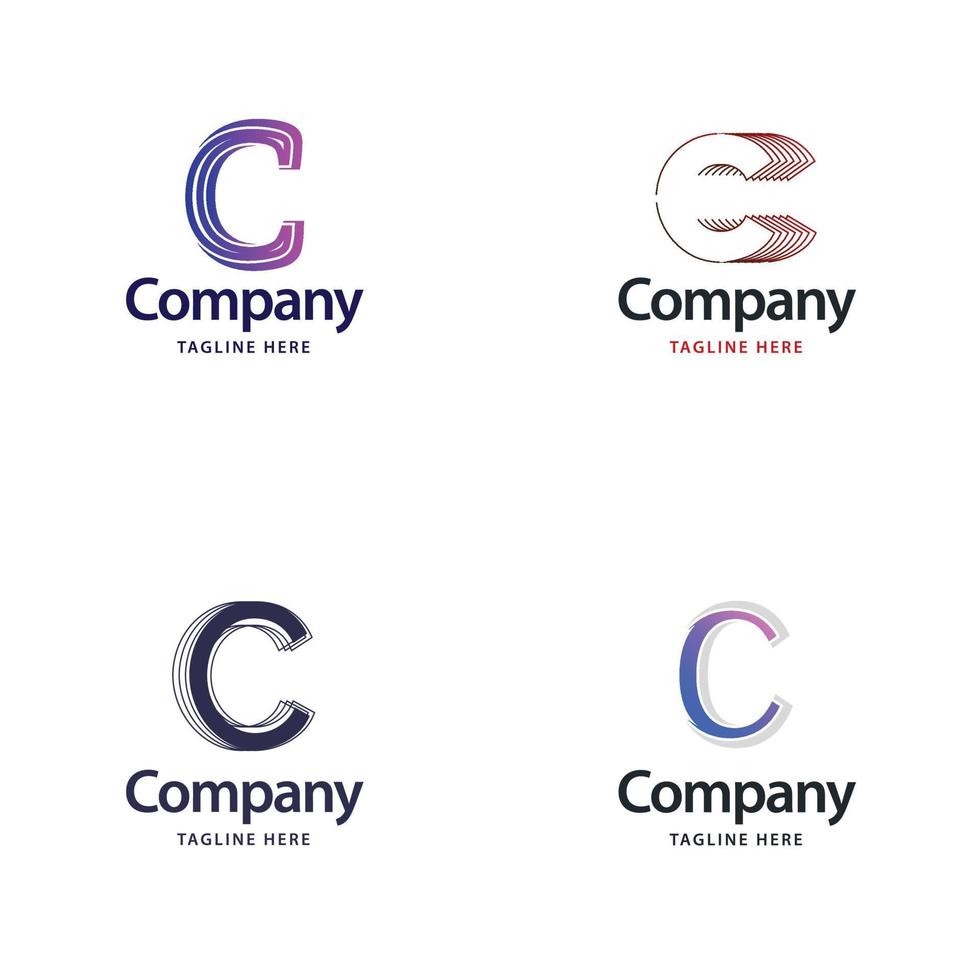 letra c design de pacote de logotipo grande design criativo de logotipos modernos para o seu negócio vetor