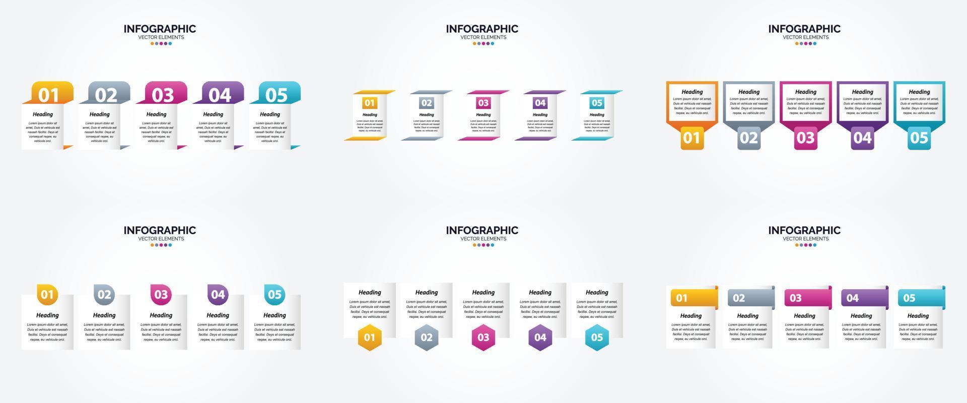 conjunto de design plano de infográficos de ilustração vetorial para folheto publicitário e revista vetor