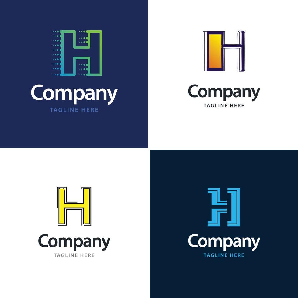 letra h design de pacote de logotipo grande design criativo de logotipos modernos para o seu negócio vetor