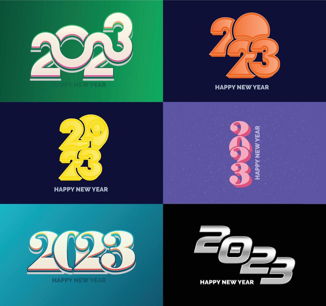 grande conjunto de design de texto de logotipo de feliz ano novo de 2023 modelo de design de número de 2023 vetor