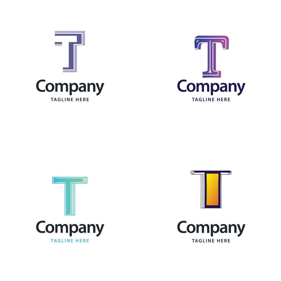 letra t design de pacote de logotipo grande design criativo de logotipos modernos para o seu negócio vetor