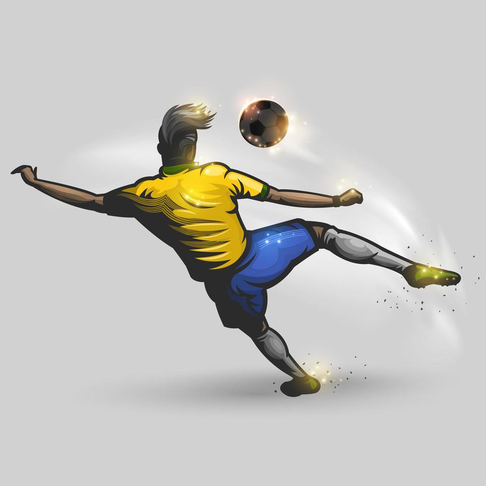 jogador de futebol chutando uma bola de futebol vetor