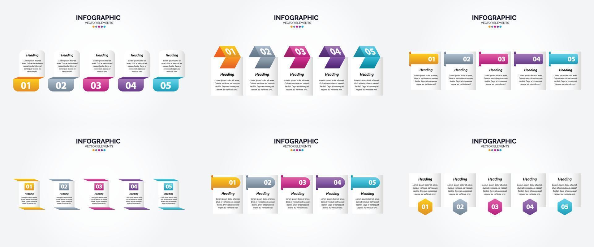 conjunto de design plano de infográficos de ilustração vetorial para folheto publicitário e revista vetor