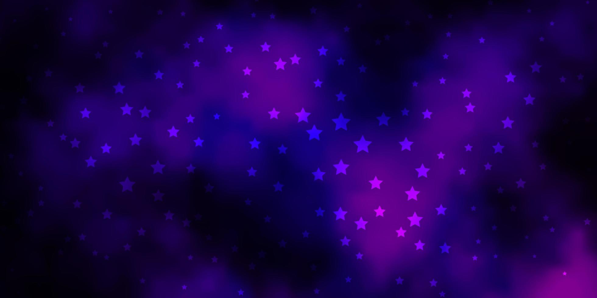 layout de vetor roxo escuro, rosa com estrelas brilhantes.