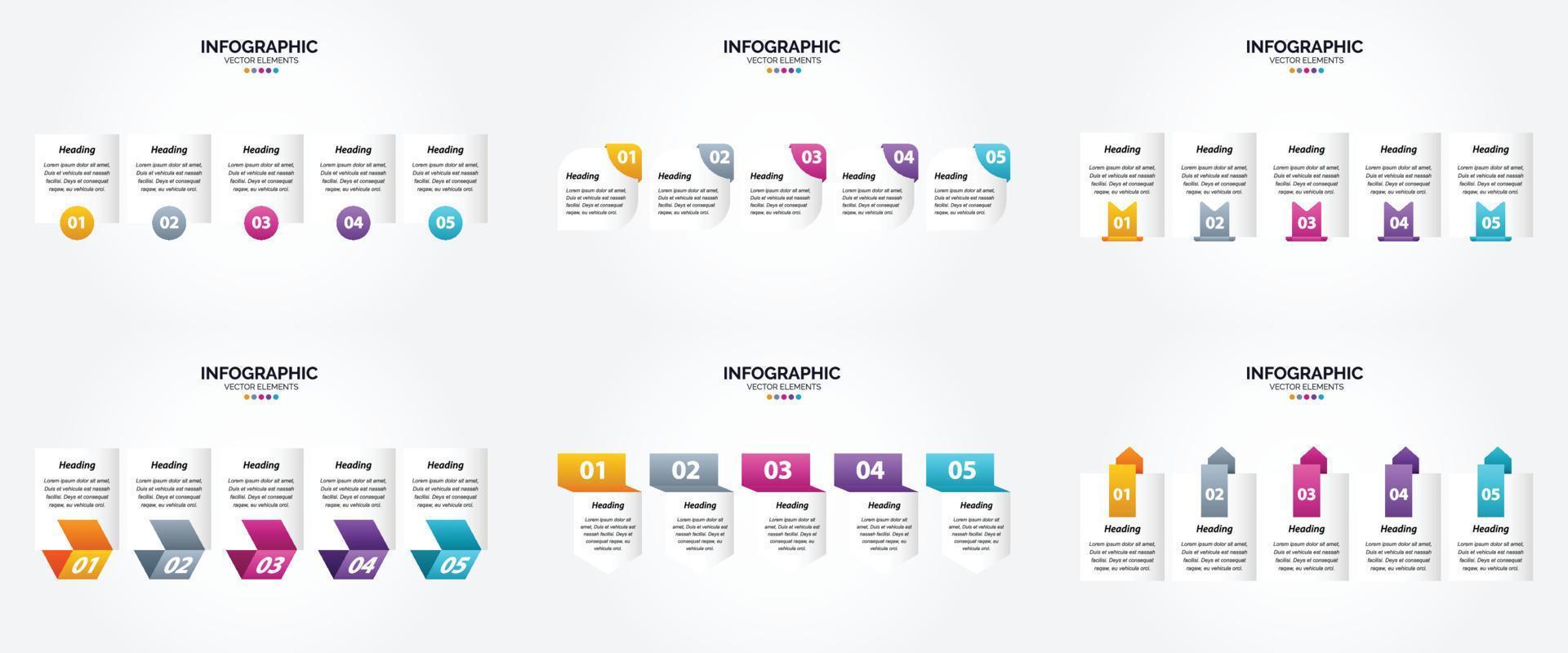 conjunto de design plano de infográficos de ilustração vetorial para folheto publicitário e revista vetor