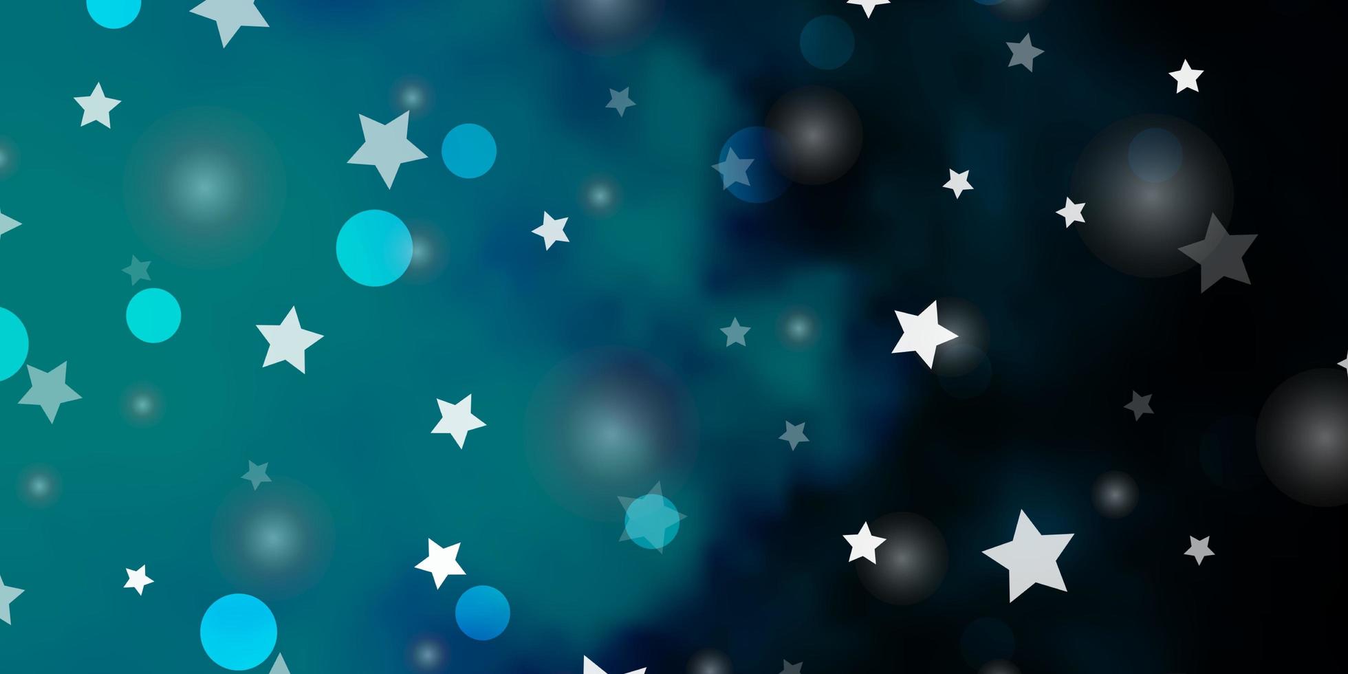 pano de fundo vector azul escuro com círculos, estrelas.