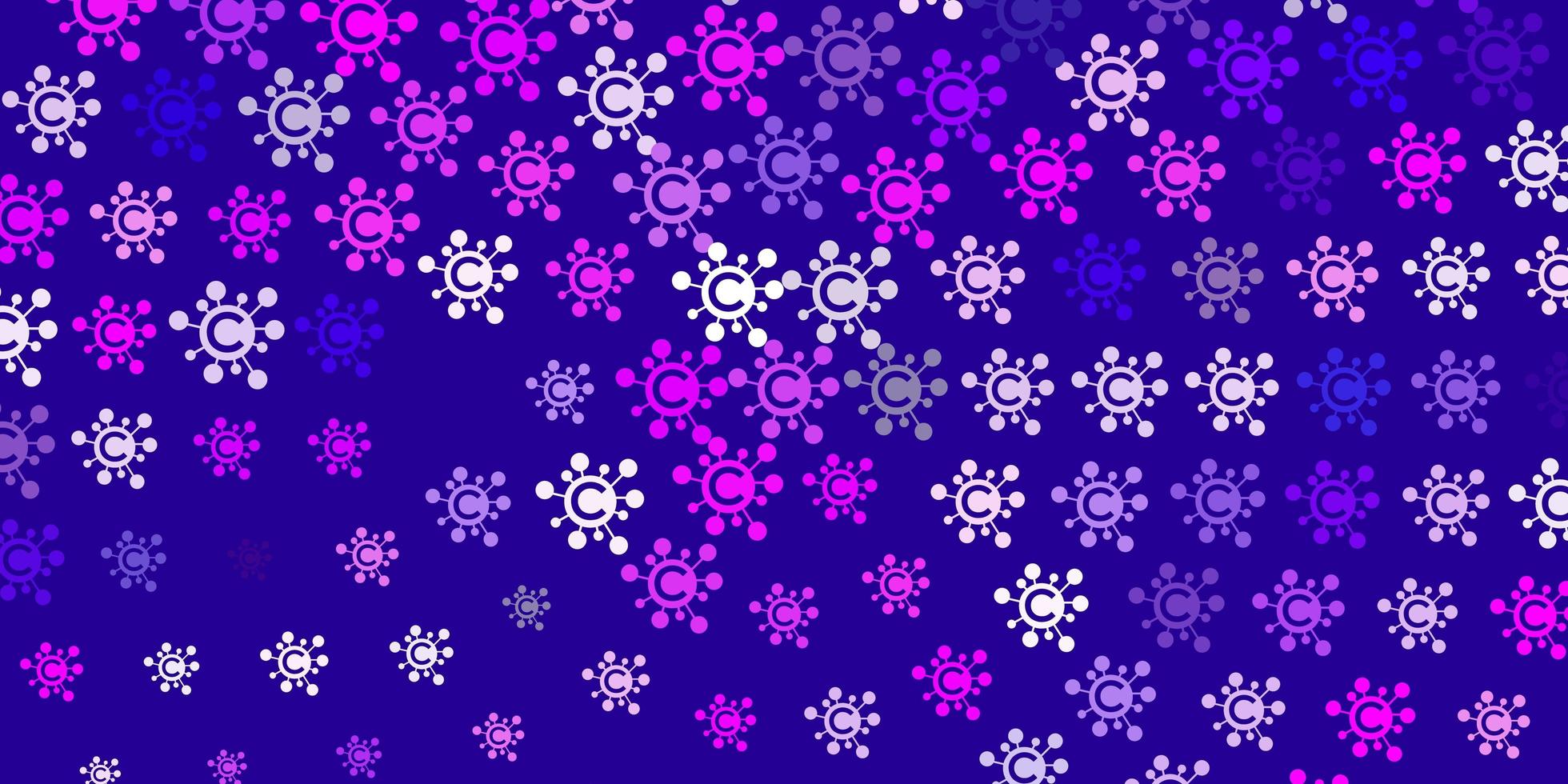 pano de fundo vector rosa claro roxo com símbolos de vírus.