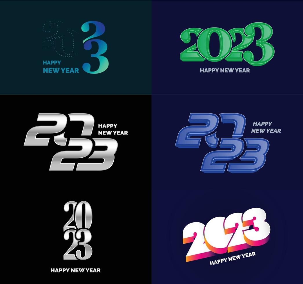 grande conjunto de design de texto de logotipo de feliz ano novo de 2023 modelo de design de número de 2023 vetor