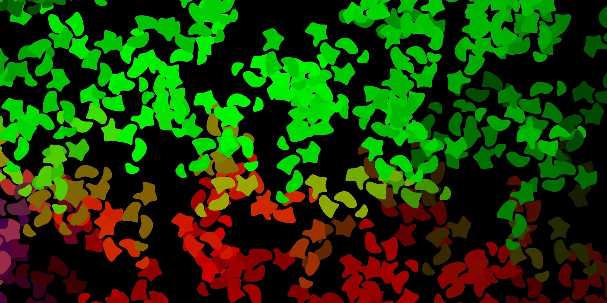 textura vector verde escuro e vermelho com formas de memphis.