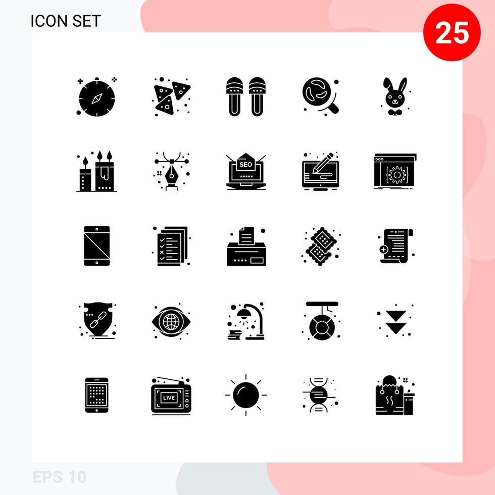 25 ícones criativos sinais modernos e símbolos de bynny research snack chinelo de laboratório editável elementos de design vetorial vetor