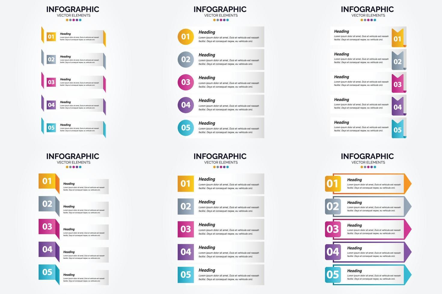 conjunto de design plano de infográficos de ilustração vetorial para folheto publicitário e revista vetor