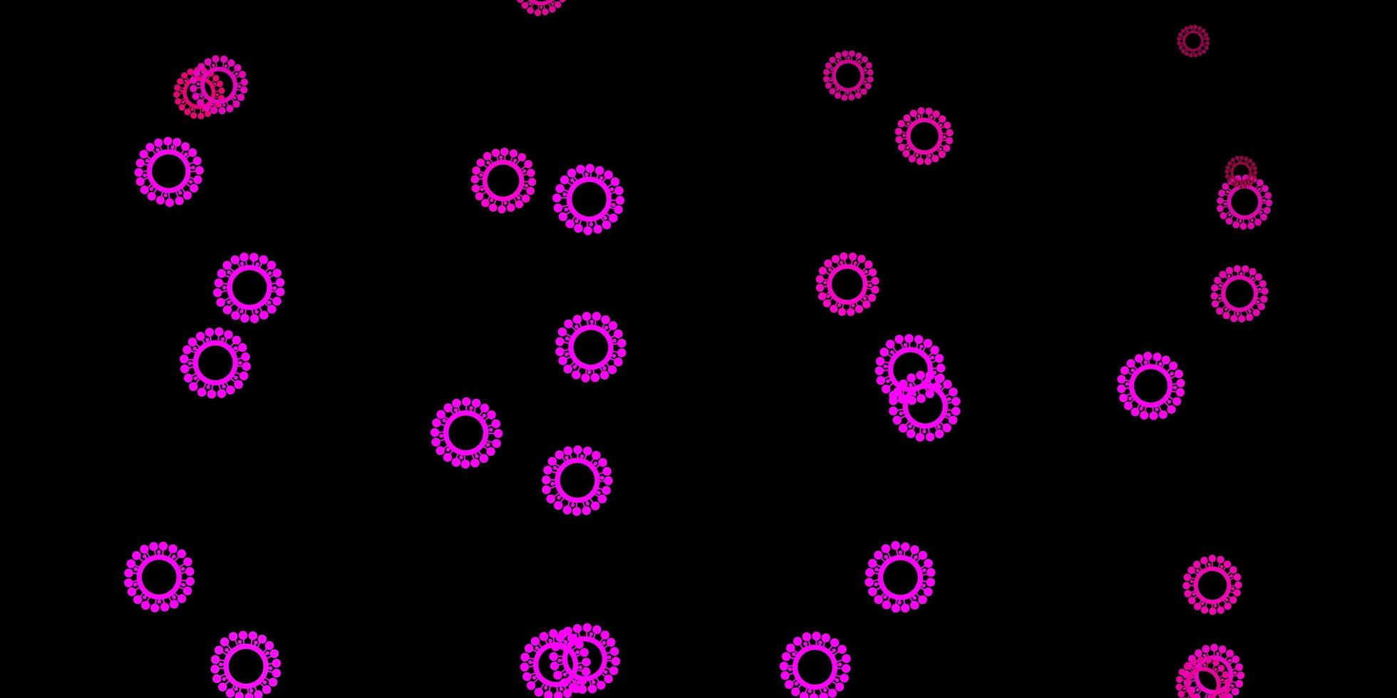 padrão de vetor rosa escuro com elementos de coronavírus