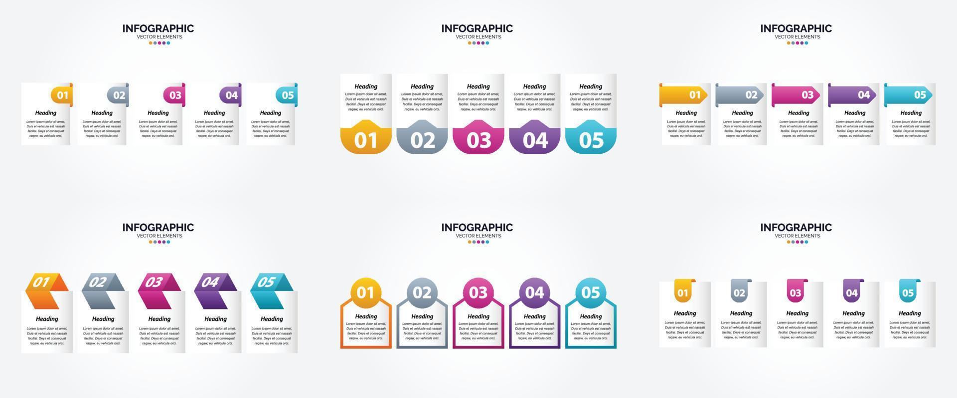 conjunto de design plano de infográficos de ilustração vetorial para folheto publicitário e revista vetor