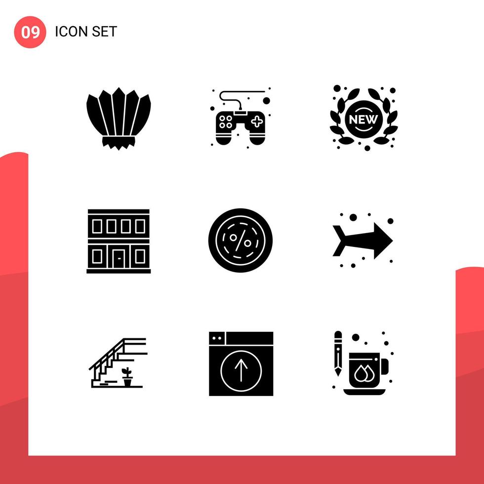9 ícones criativos sinais modernos e símbolos de desconto casa rótulo porta loja elementos de design vetoriais editáveis vetor