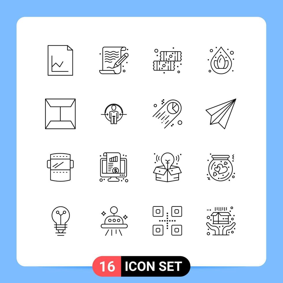 16 sinais de contorno universal símbolos de elementos de design de vetores editáveis de envelope de sobremesa de correio de homem