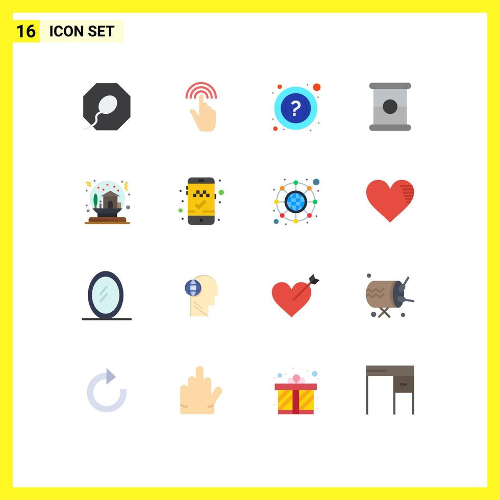 grupo de 16 sinais e símbolos de cores planas para presente de casa ajuda pacote editável de spam de natal de elementos de design de vetores criativos