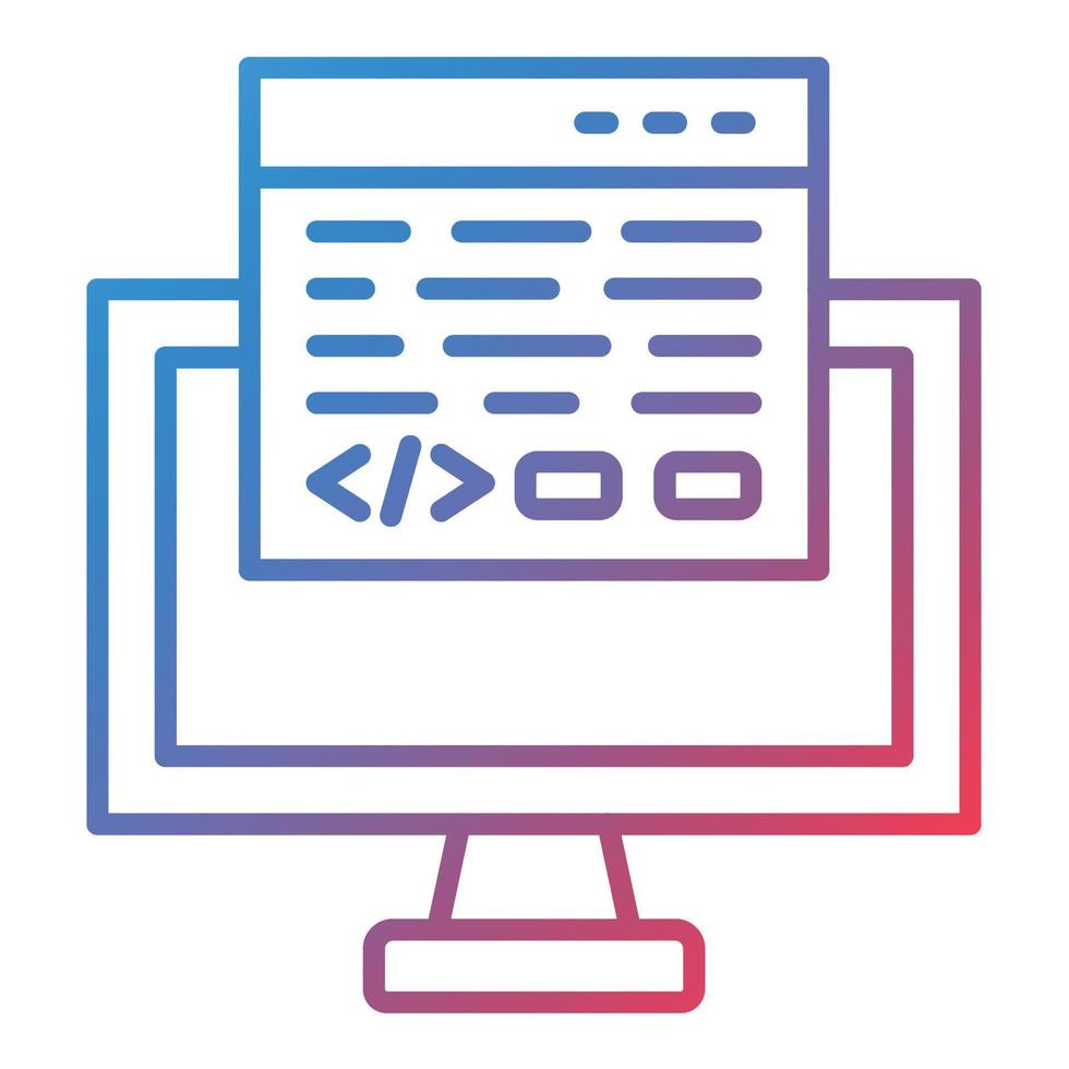 ícone de gradiente de linha de programação vetor