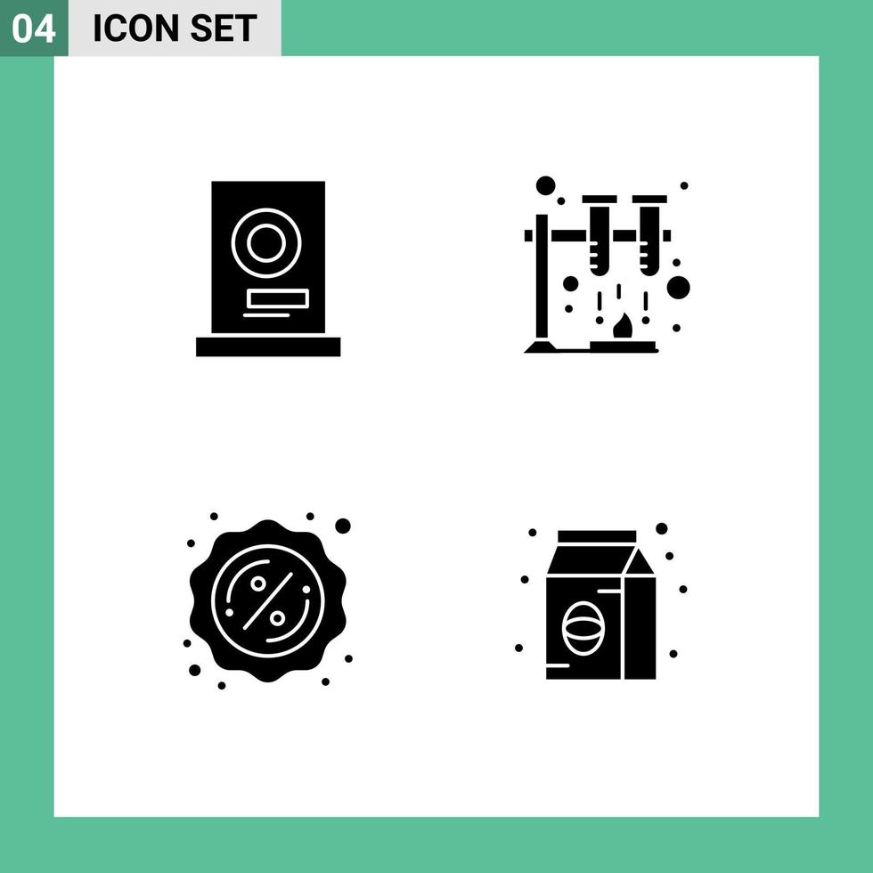 conjunto moderno de 4 glifos e símbolos sólidos, como espaço para máquina de etiqueta de roupas, elementos de design vetorial editáveis de café vetor
