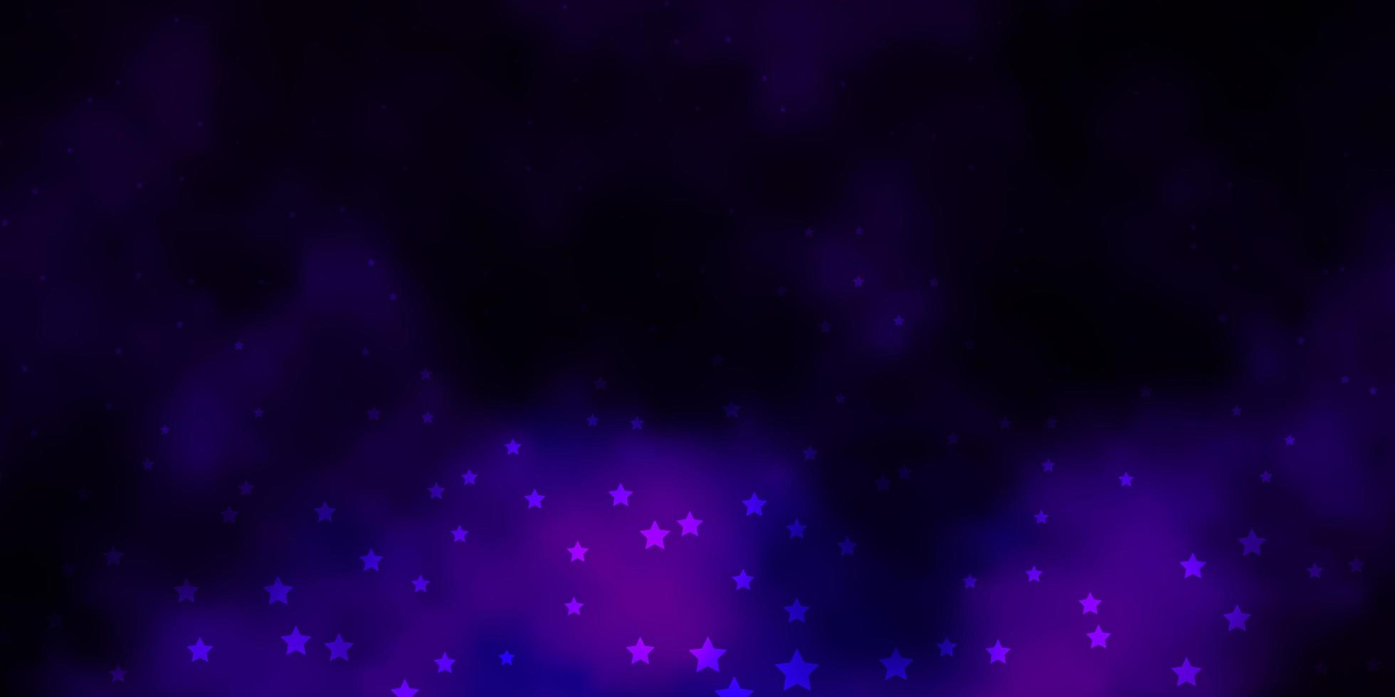 layout de vetor roxo escuro, rosa com estrelas brilhantes.