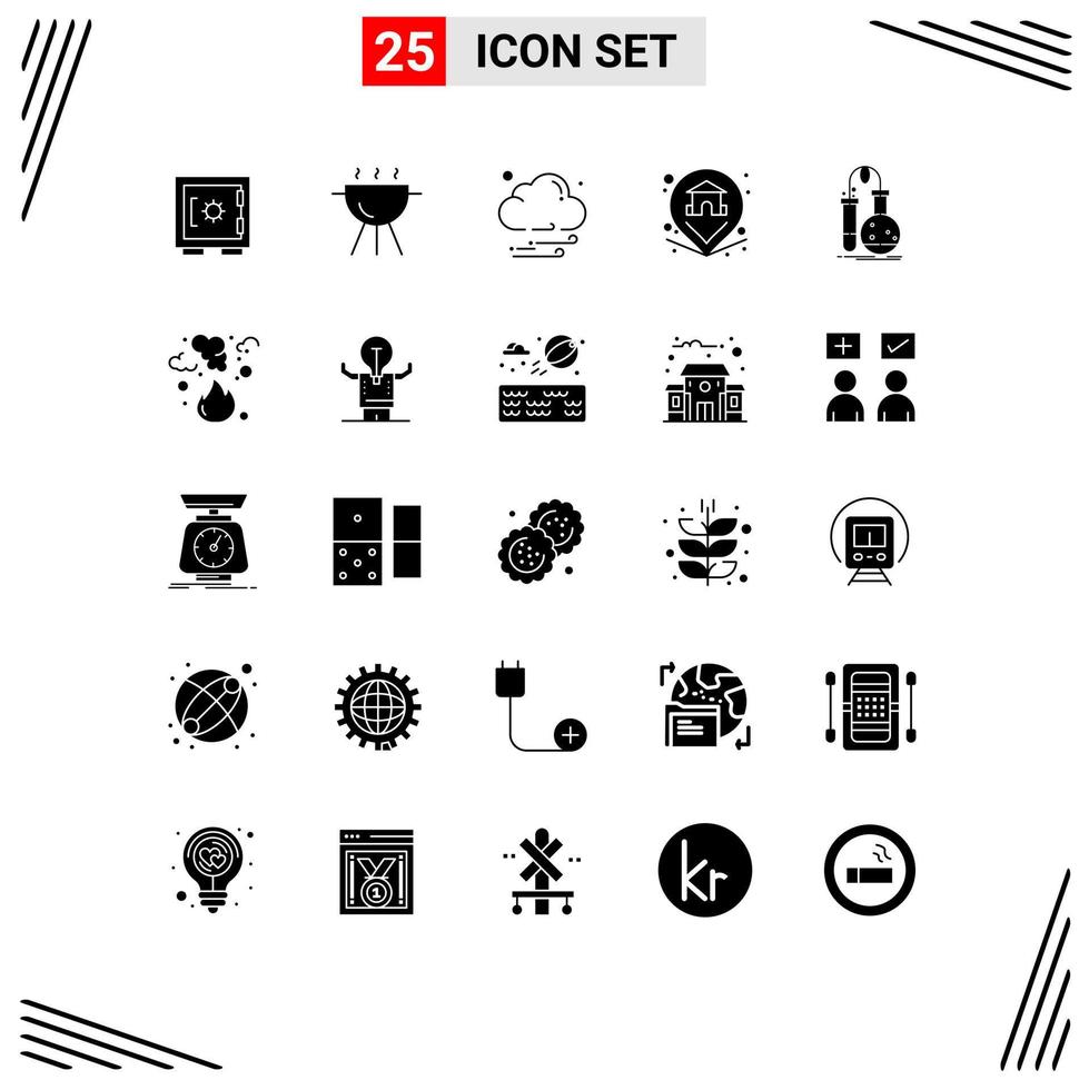 25 ícones criativos, sinais e símbolos modernos de elementos de design de vetores editáveis de propriedade de testes noturnos de química de laboratório