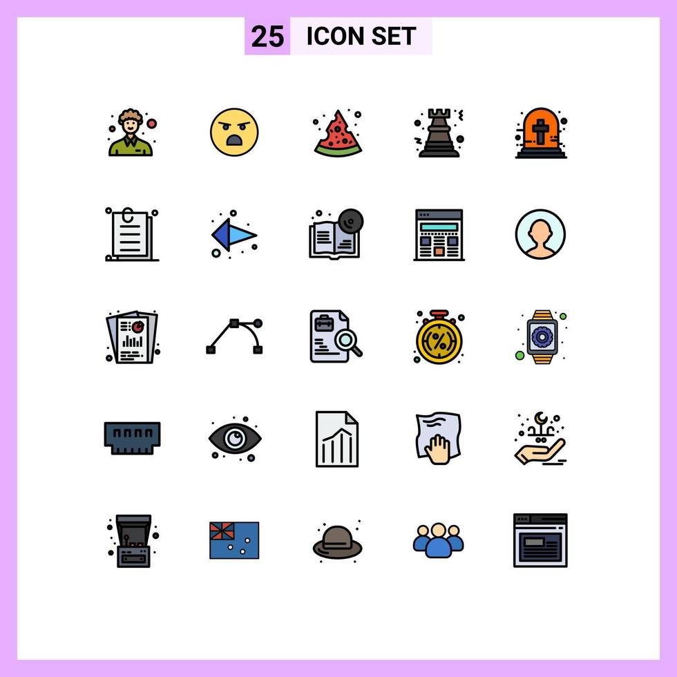 pacote de ícones vetoriais de estoque de 25 sinais e símbolos de linha para estratégia cruzada de halloween pizza rock xadrez elementos de design de vetores editáveis