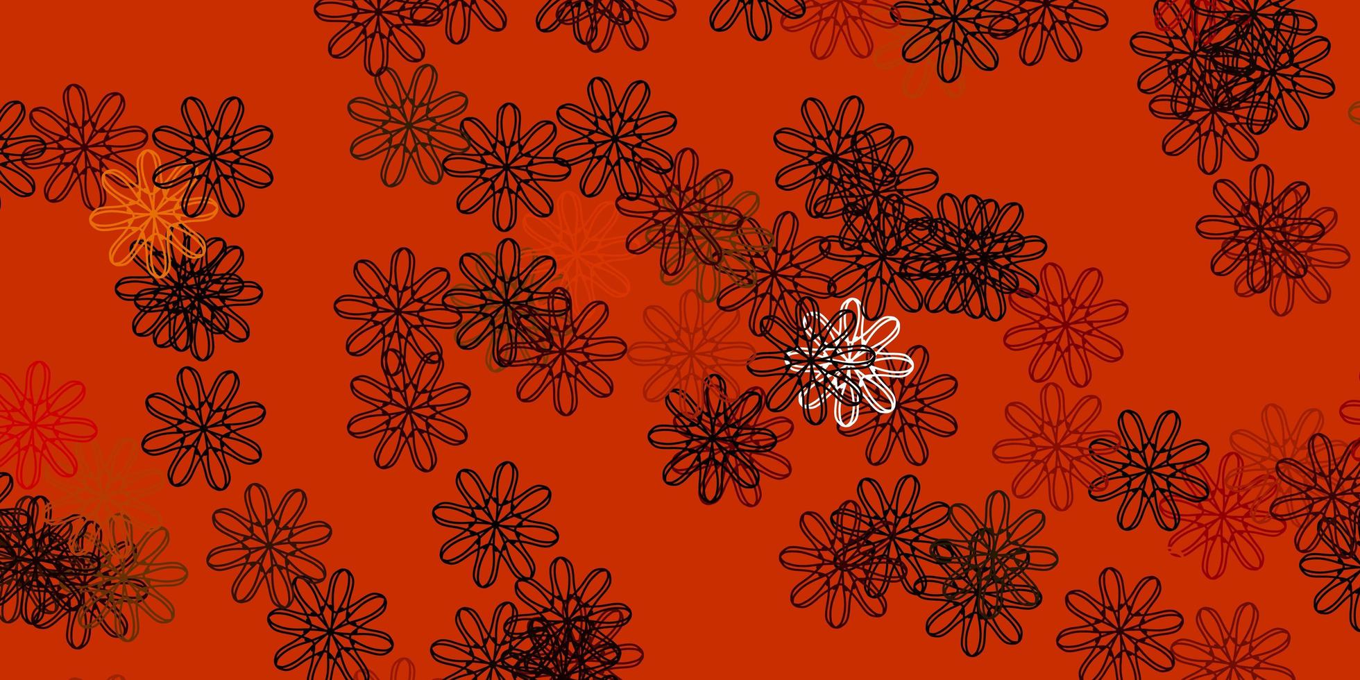 padrão de doodle de vetor laranja claro com flores.