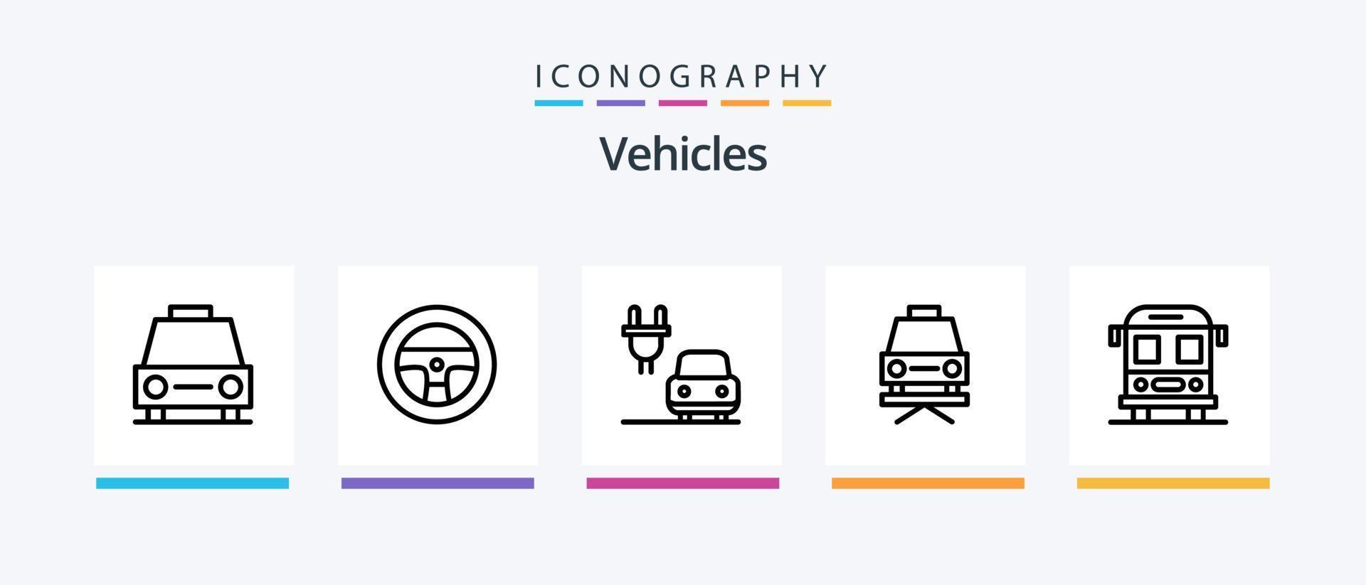 Pacote de ícones da linha 5 de veículos, incluindo . veículos. segurança. carro. design de ícones criativos vetor
