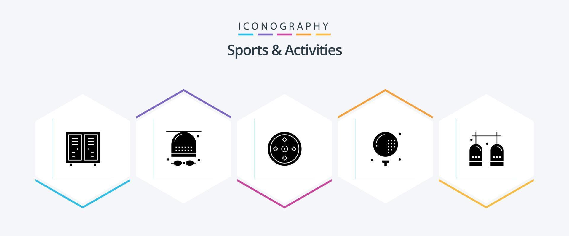 esportes e atividades pacote de ícones de 25 glifos, incluindo jogo. atletismo. óculos. Atividades. Esportes vetor