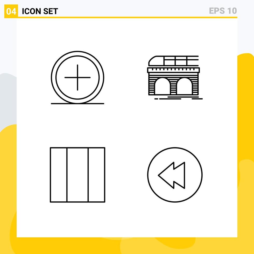 conjunto moderno de pictograma de 4 cores planas de linha preenchida de adicionar transporte novos elementos de design de vetores editáveis de layout de ferrovia