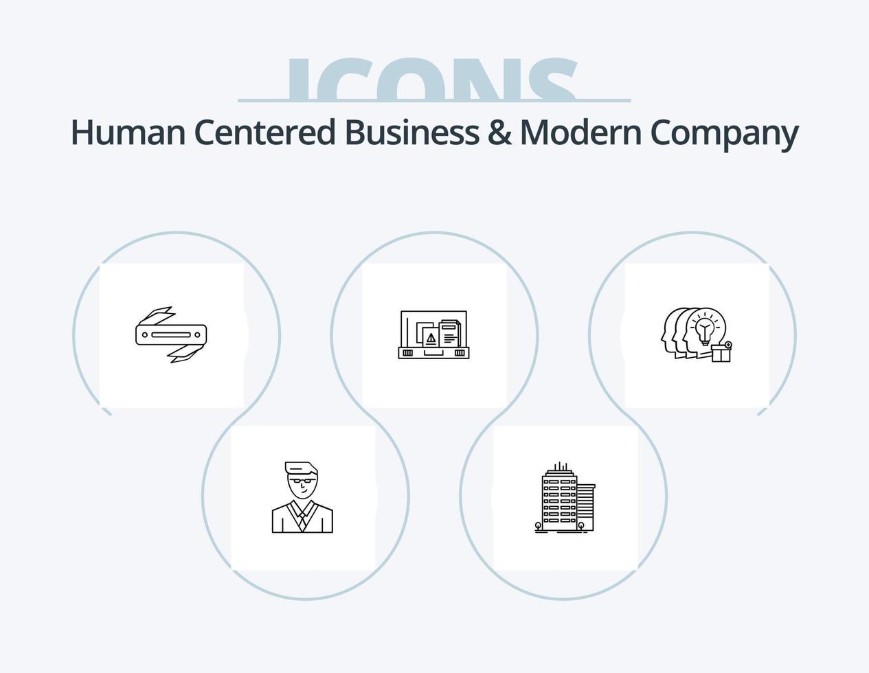 negócios centrados no ser humano e design de ícone de linha de empresa moderna pack 5 ícone. Eu iria. afiado. nuvem. navalha. do utilizador vetor