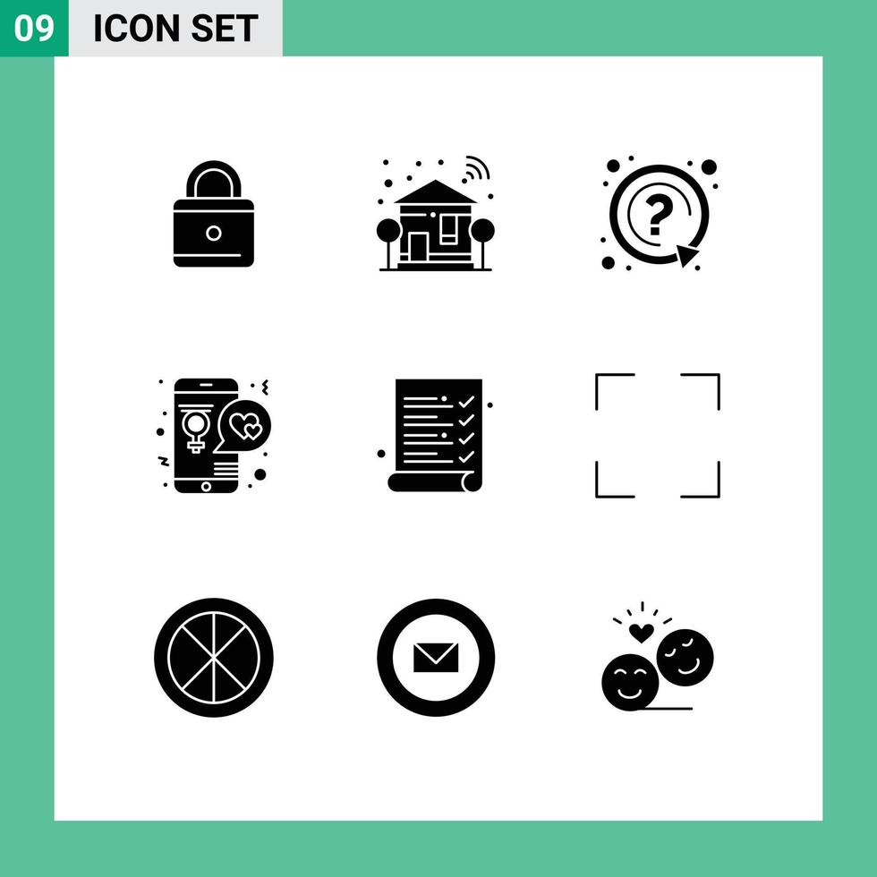 pacote de ícones vetoriais de estoque de 9 sinais e símbolos de linha para amante de auditoria pergunte elementos de design de vetores editáveis de aplicativo de amor