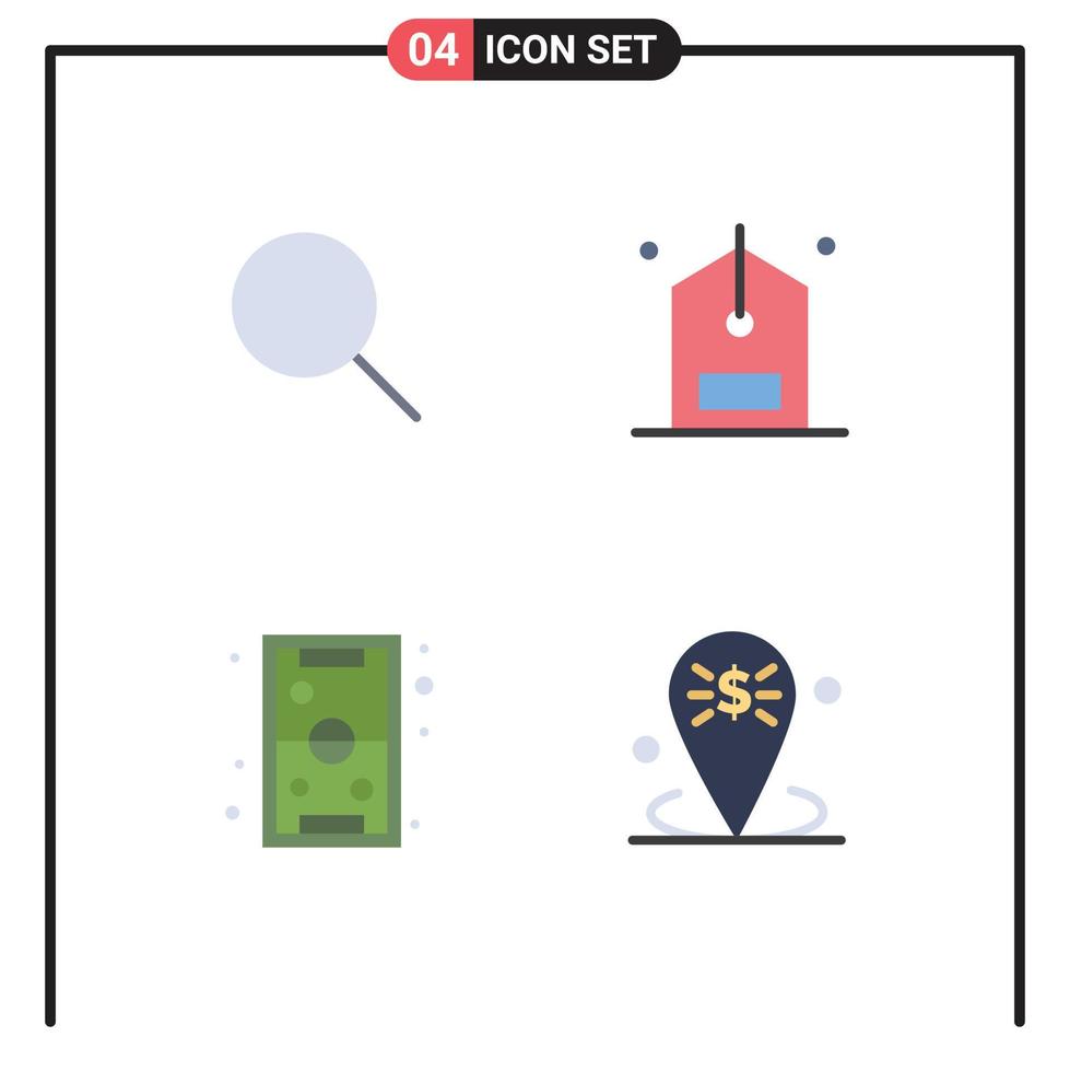 conjunto de 4 ícones planos vetoriais na grade para jogos do instagram verificar desconto jogar elementos de design vetorial editáveis vetor