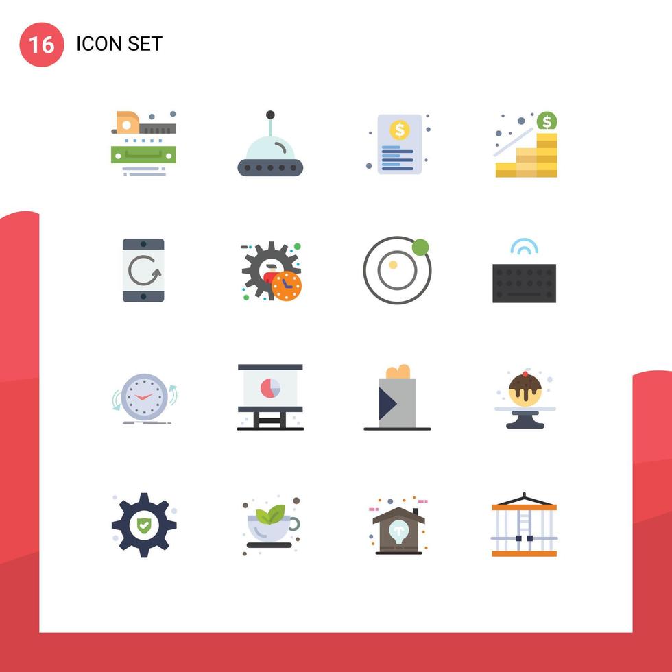 grupo de 16 cores planas modernas definidas para arquivo de dinheiro de celular crescimento de lucro pacote editável de elementos de design de vetores criativos
